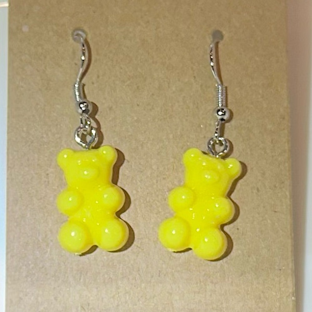 Gummy Bear Earrings: Yellow/Pineapple colored. Handmade. New, never used
